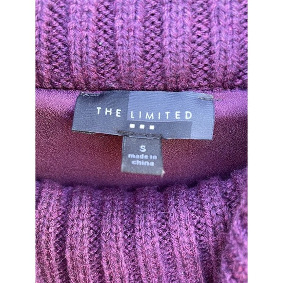 The Limited Cowl Neck Sweater Berry Purple Textured Knit Layered Size S Split - Picture 6 of 7
